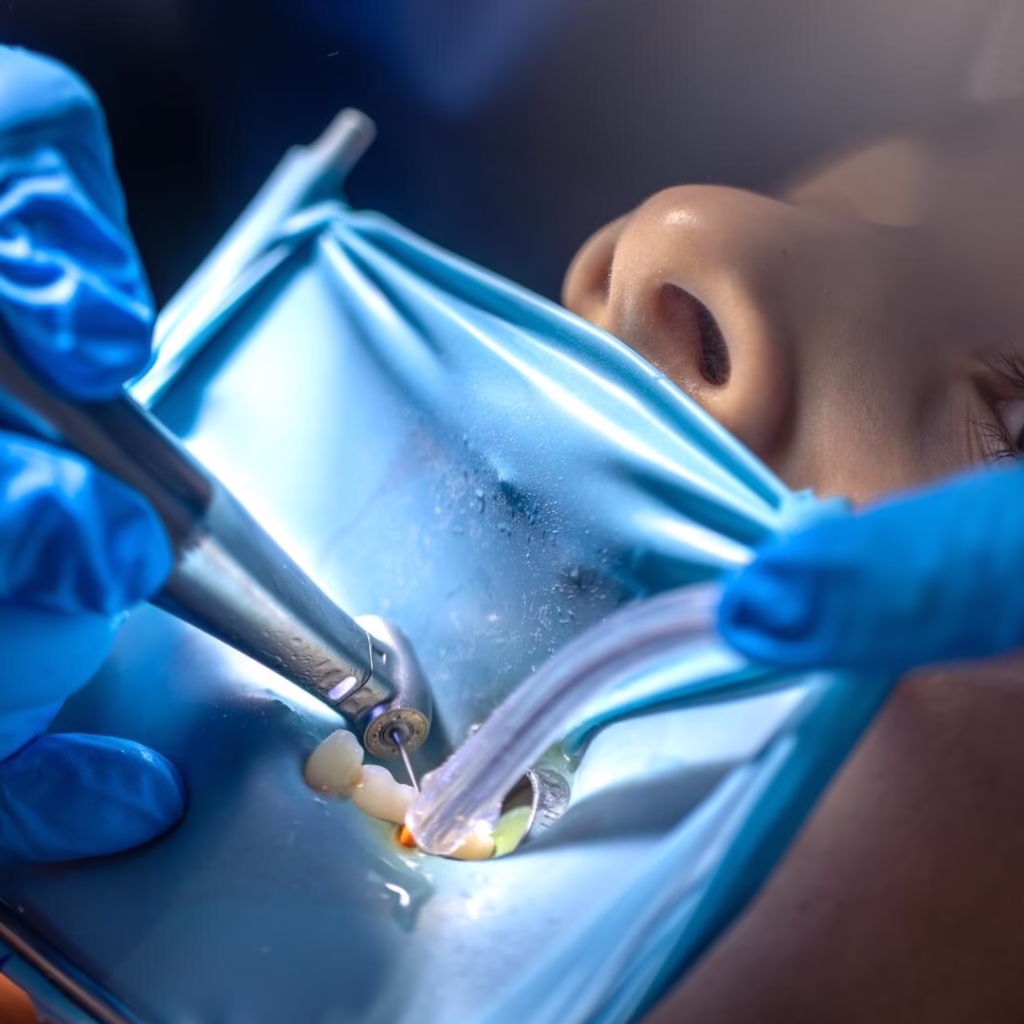 Close up of Root canal treatment performed by Endodontist